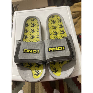 And1 Mens Enigma 2.0 Gray Green GEL Sport Slide Slippers Sandals Size 10
